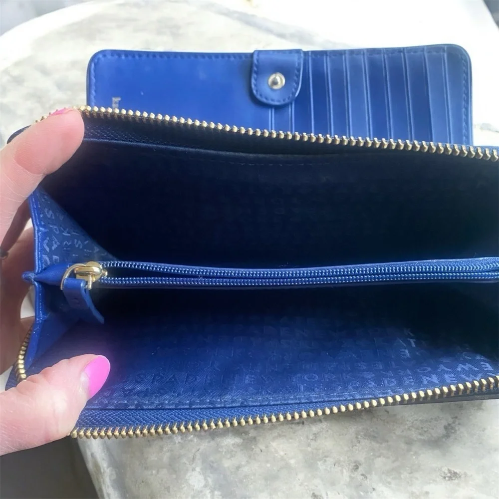 Kate Spade New York Blue Leather Zip Around Wallet